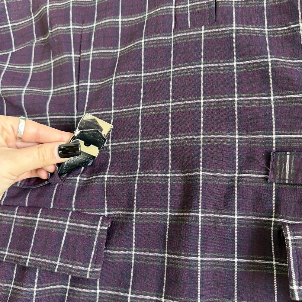 Y2K American Eagle Outfitters Dress Womens 14 Purple Plaid Shift Shirt Short - Picture 4 of 10